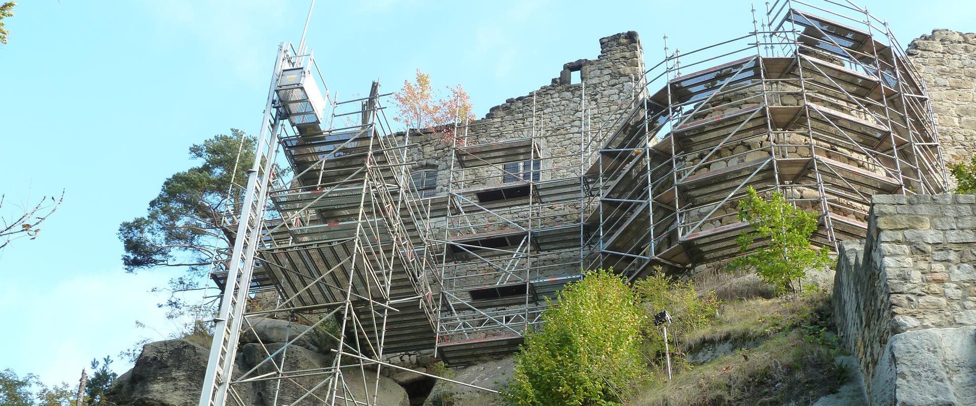 Gerüst Berg Oybin | Sanierung der Burganlage